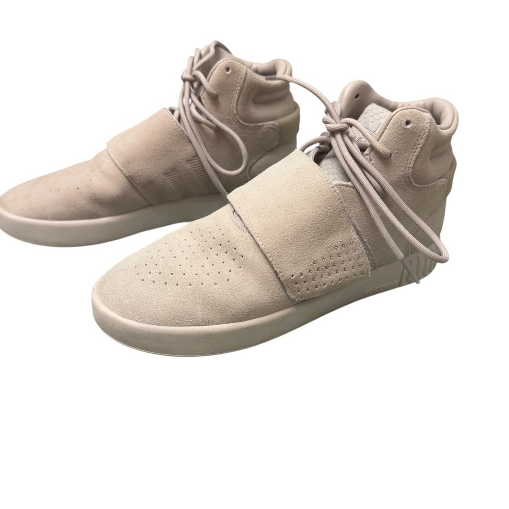 adidas Tubular Invader Strap Beige High Top Sneakers Men's Size 8 Streetwear EUC - Picture 6 of 14
